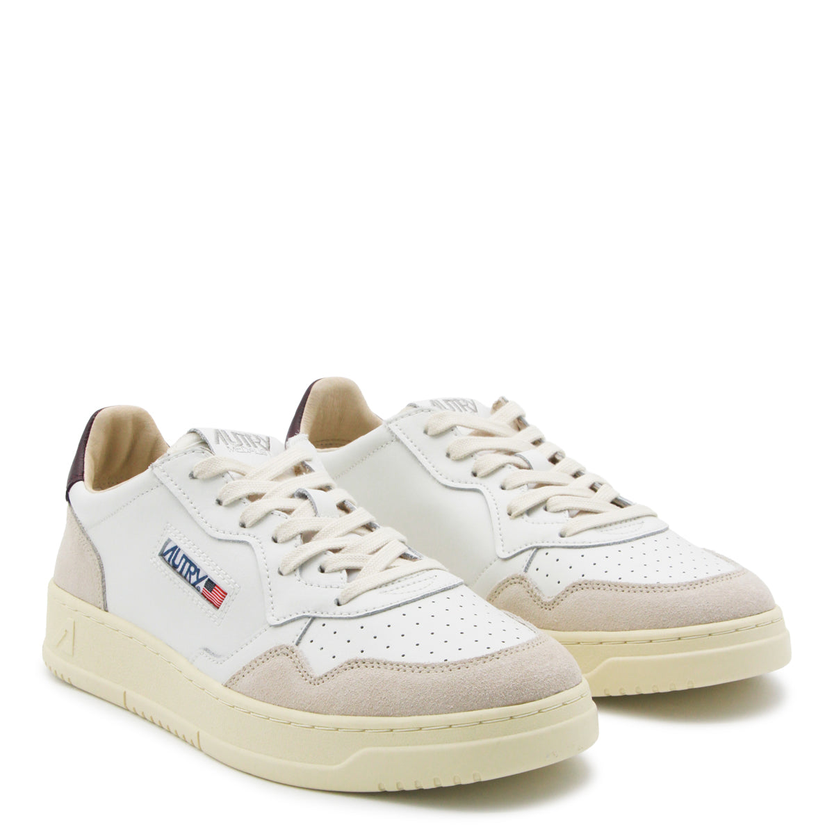 WHITE AND FIG LEATHER MEDALIST SNEAKERS