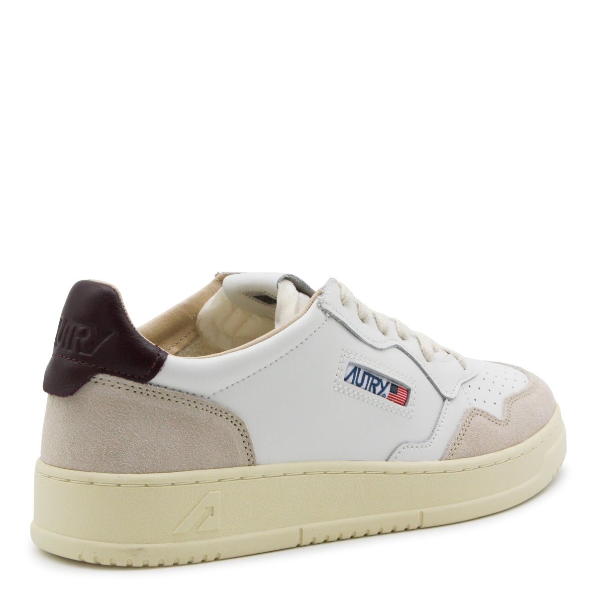 WHITE AND FIG LEATHER MEDALIST SNEAKERS