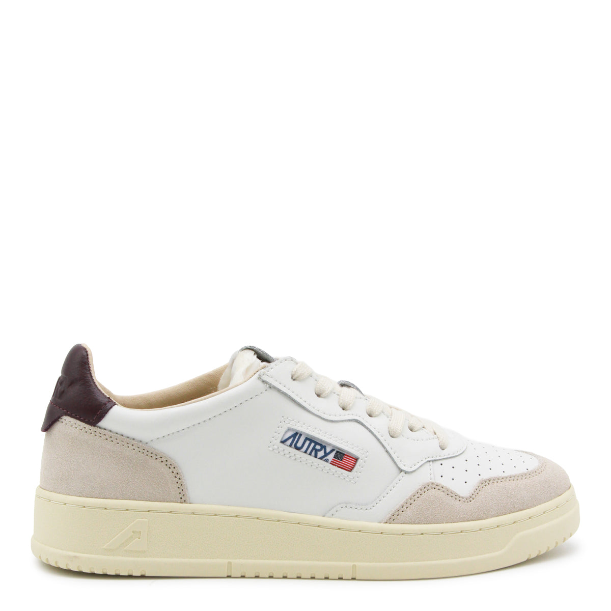 WHITE AND FIG LEATHER MEDALIST SNEAKERS