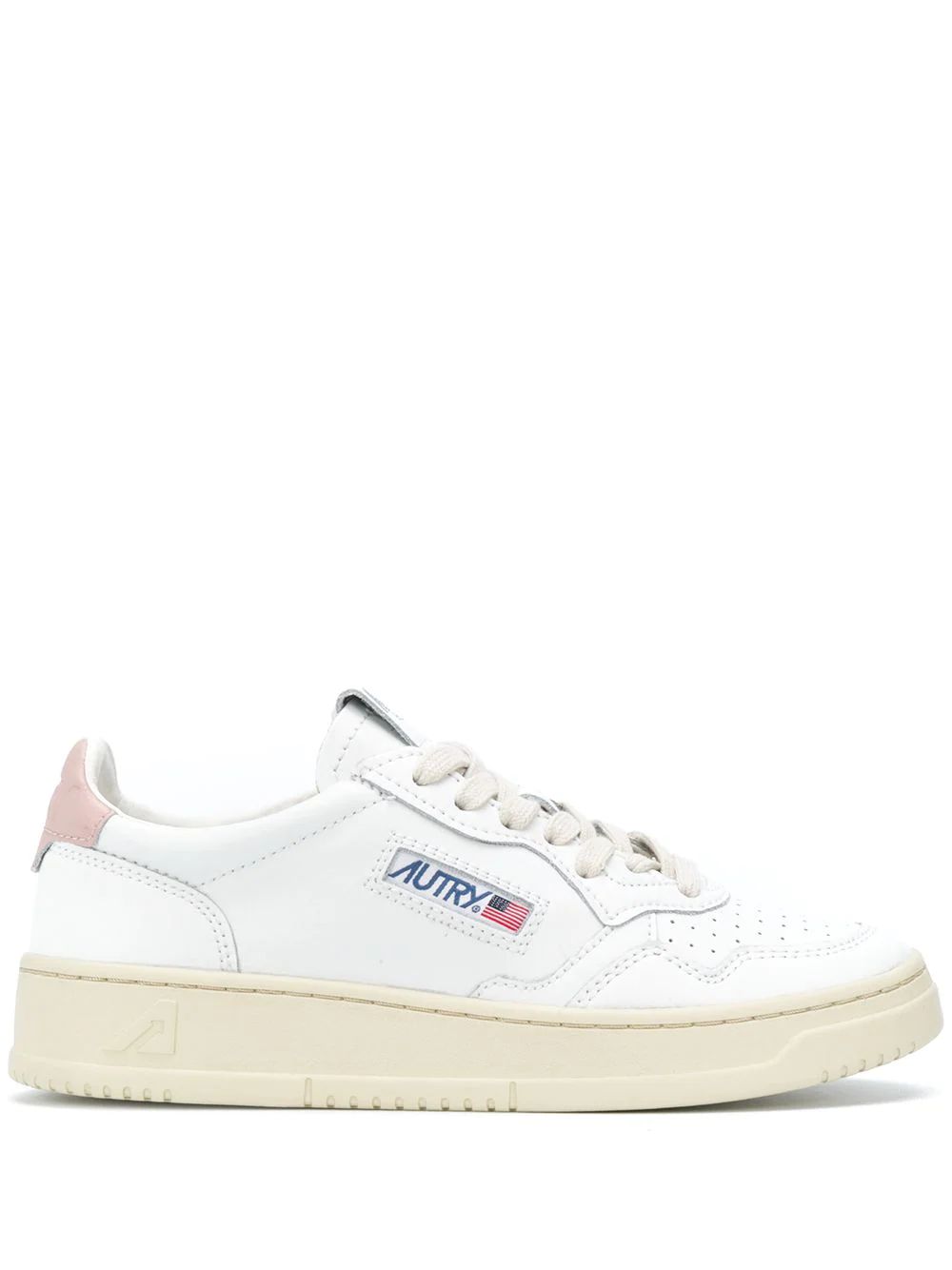 WHITE AND PINK LEATHER MEDALIST SNEAKERS