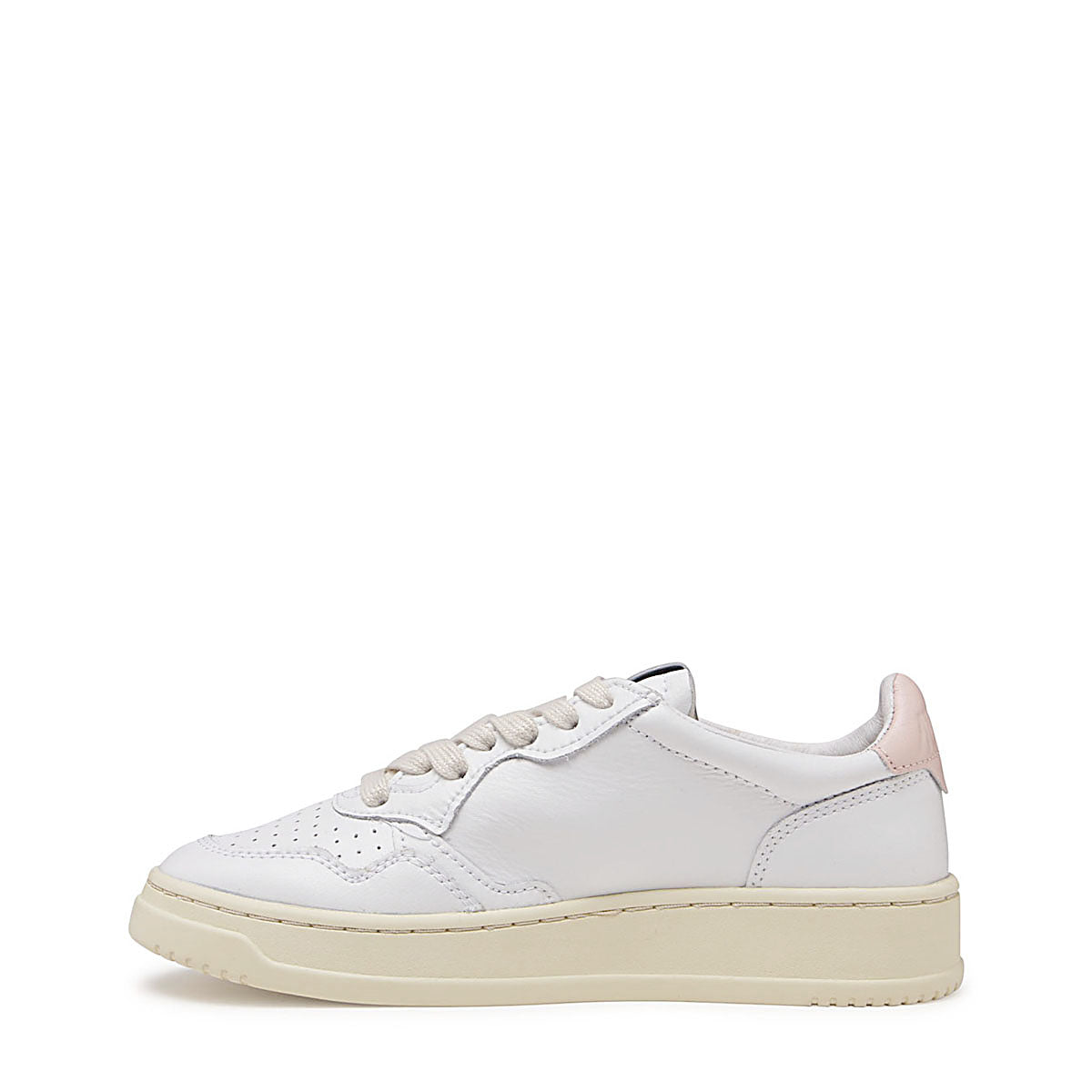 WHITE AND PINK LEATHER MEDALIST SNEAKERS