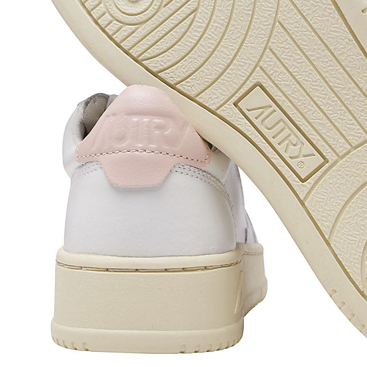 WHITE AND PINK LEATHER MEDALIST SNEAKERS
