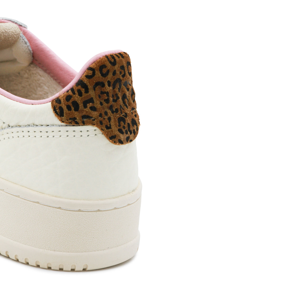 WHITE PINK AND LEOPRINT LEATHER MEDALIST SNEAKERS