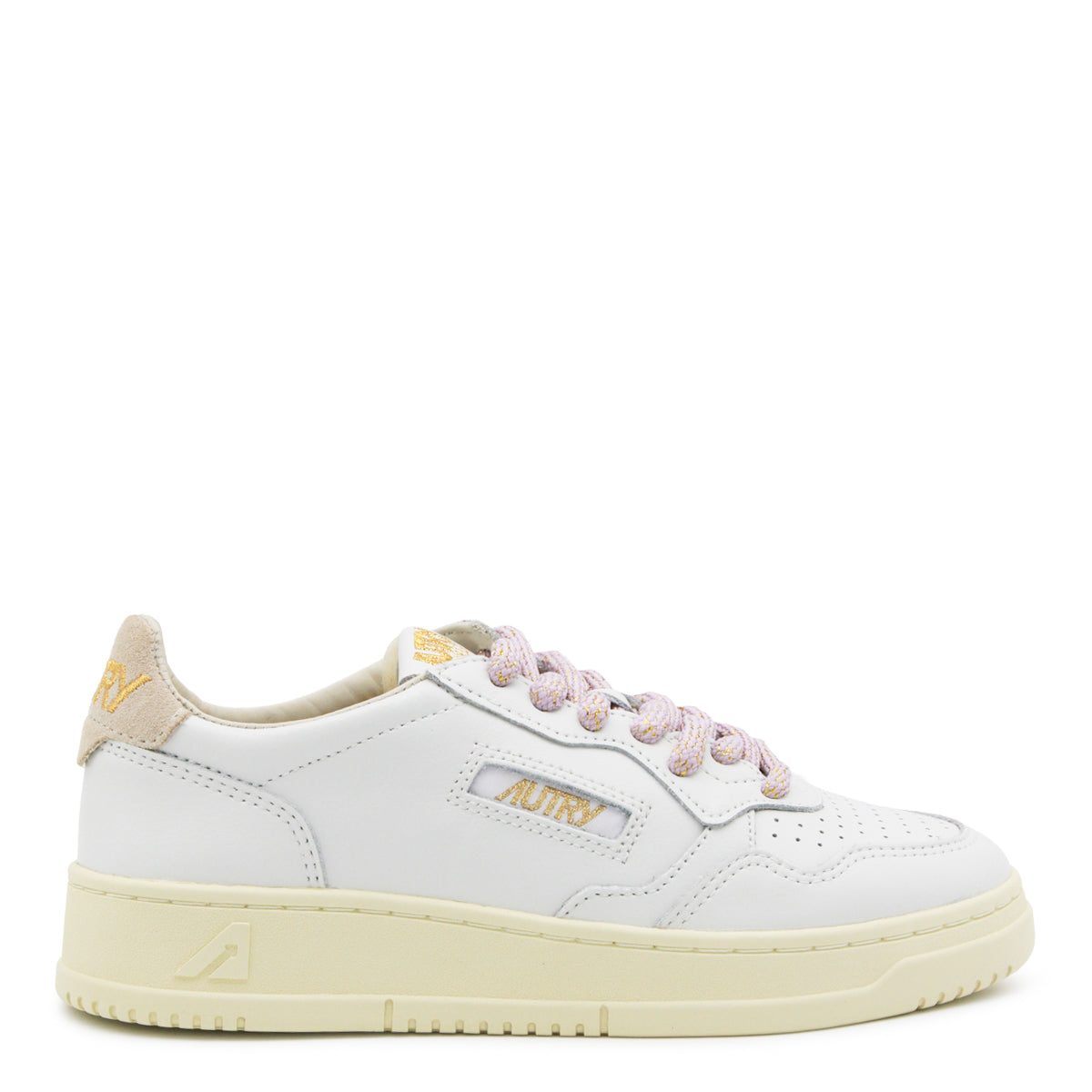 CREAM AND WHITE LEATHER MEDALIST SNEAKERS
