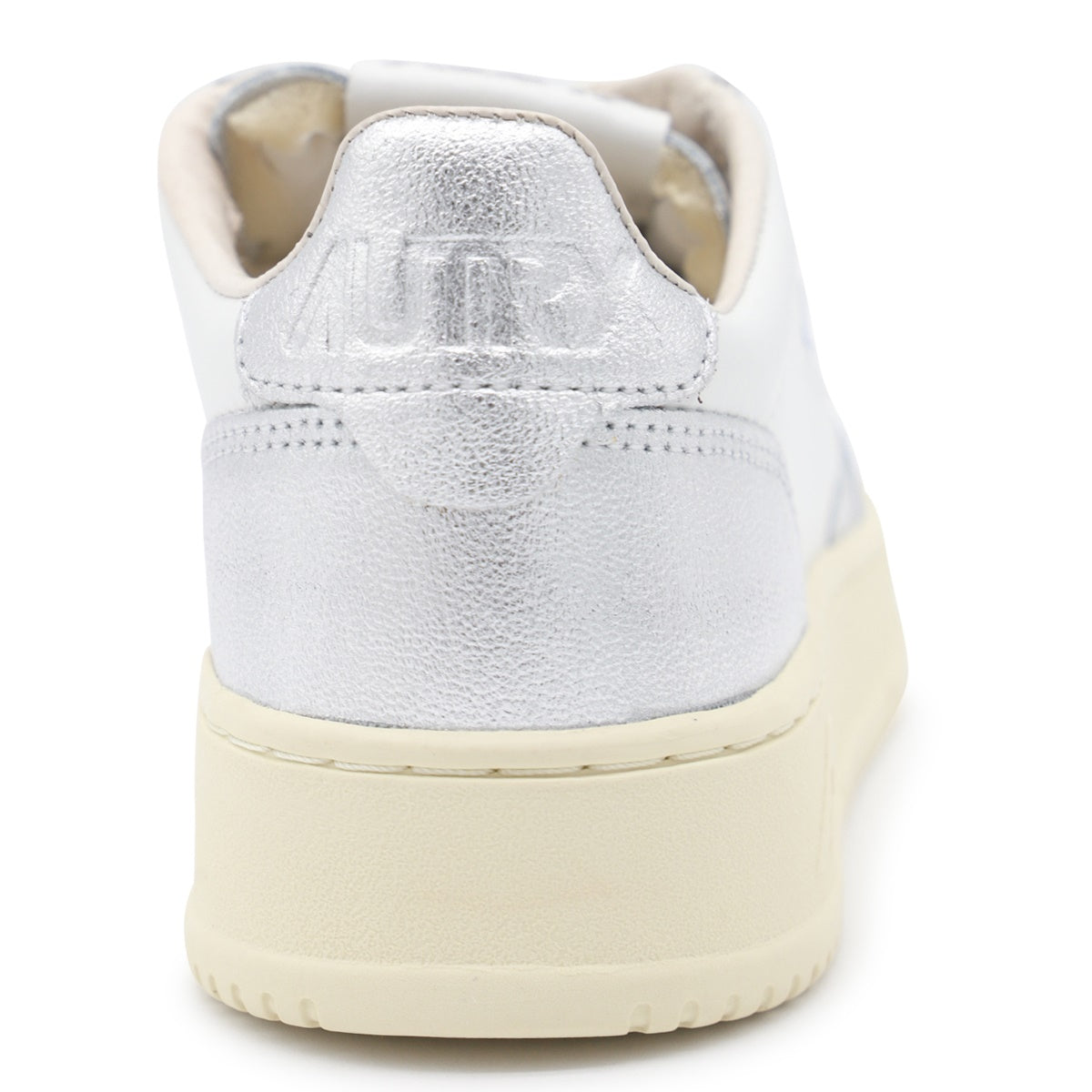WHITE AND SILVER LEATHER SNEAKERS