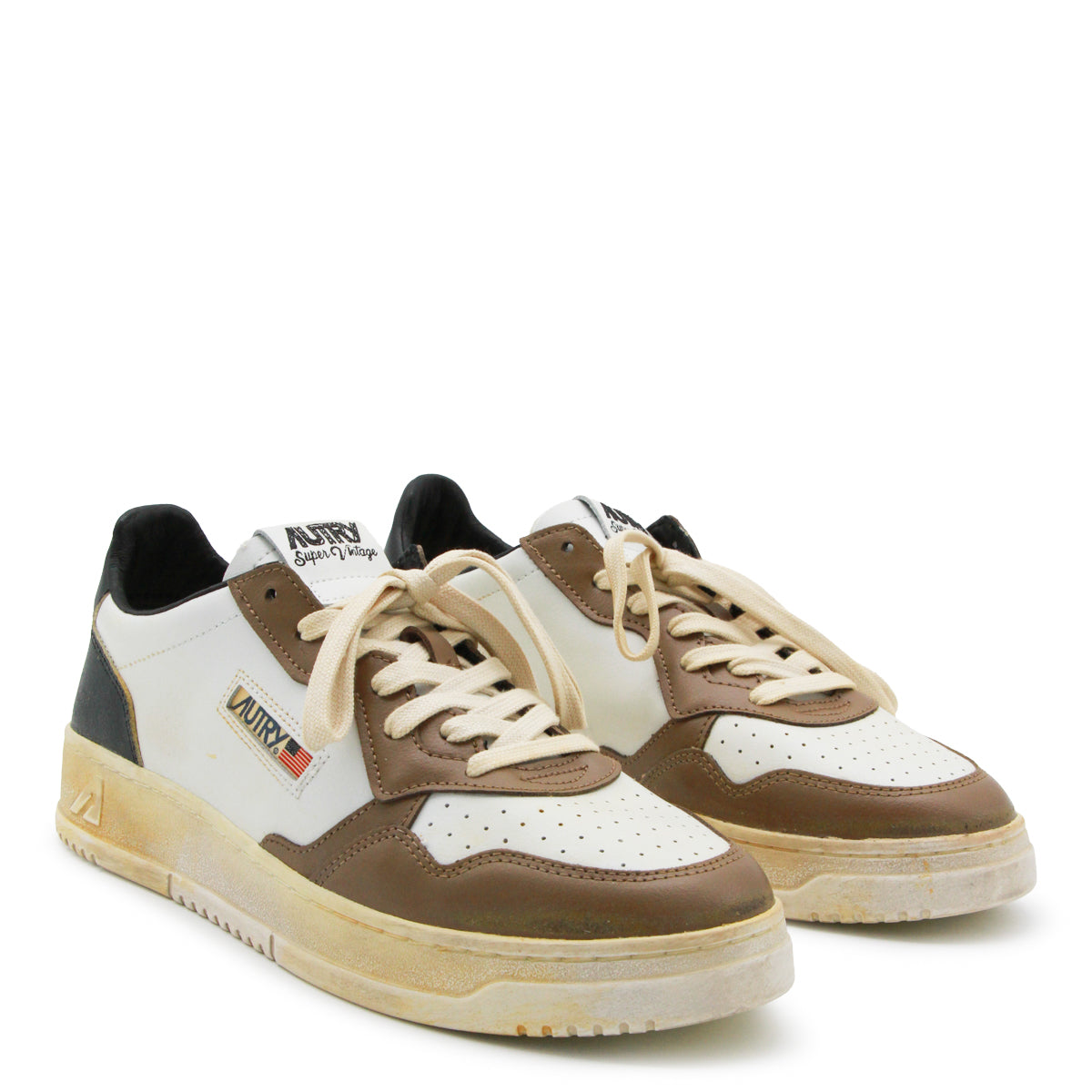 WHITE AND MALTMAL LEATHER SUPER VINTAGE SNEAKERS