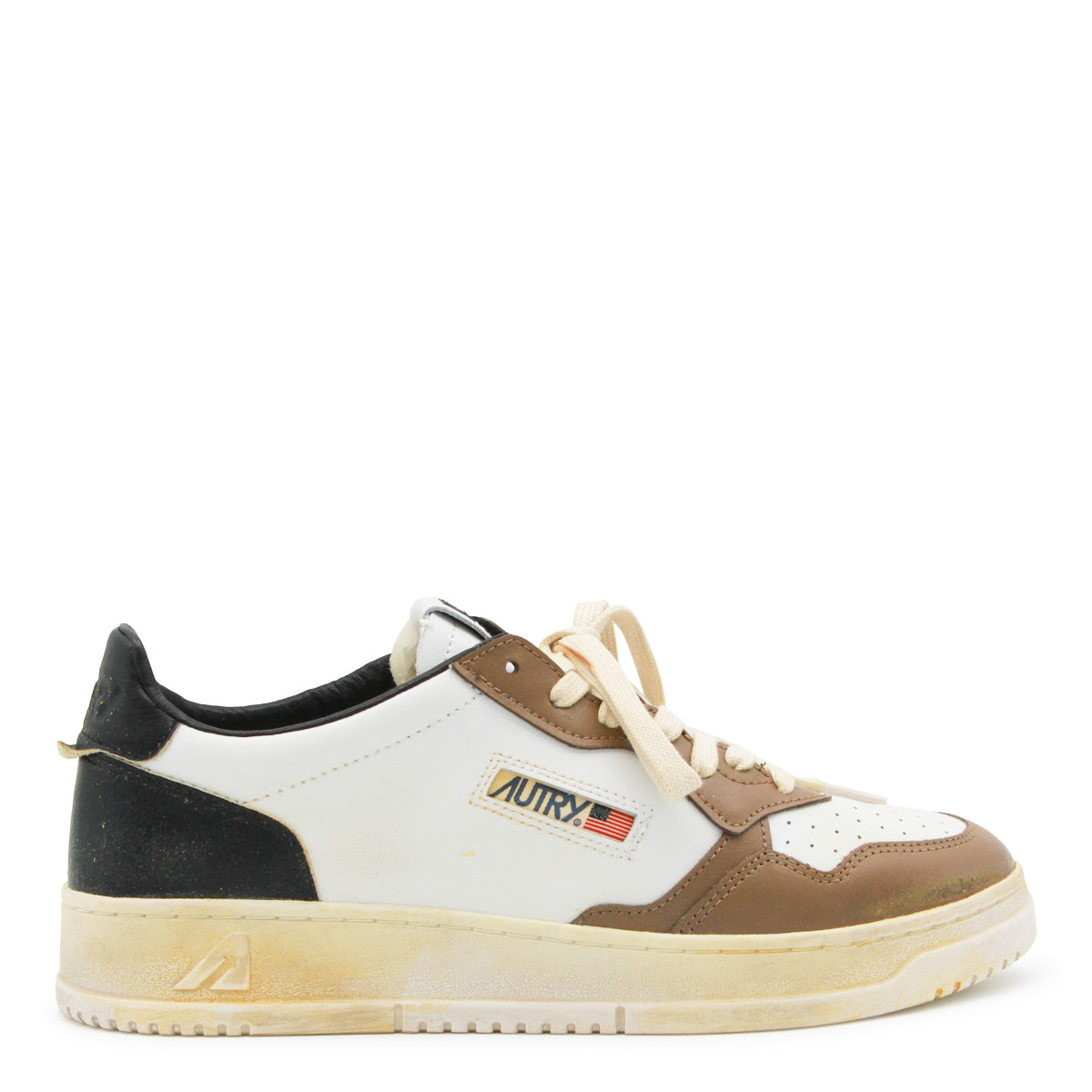 WHITE AND MALTMAL LEATHER SUPER VINTAGE SNEAKERS