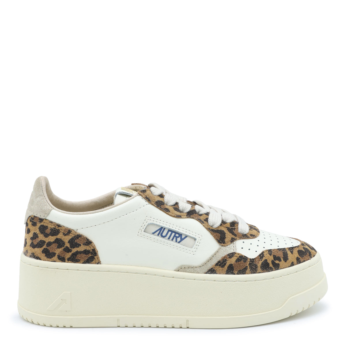 CREAM AND JAGUAR LEATHER MEDALIST PLATFORM SNEAKERS