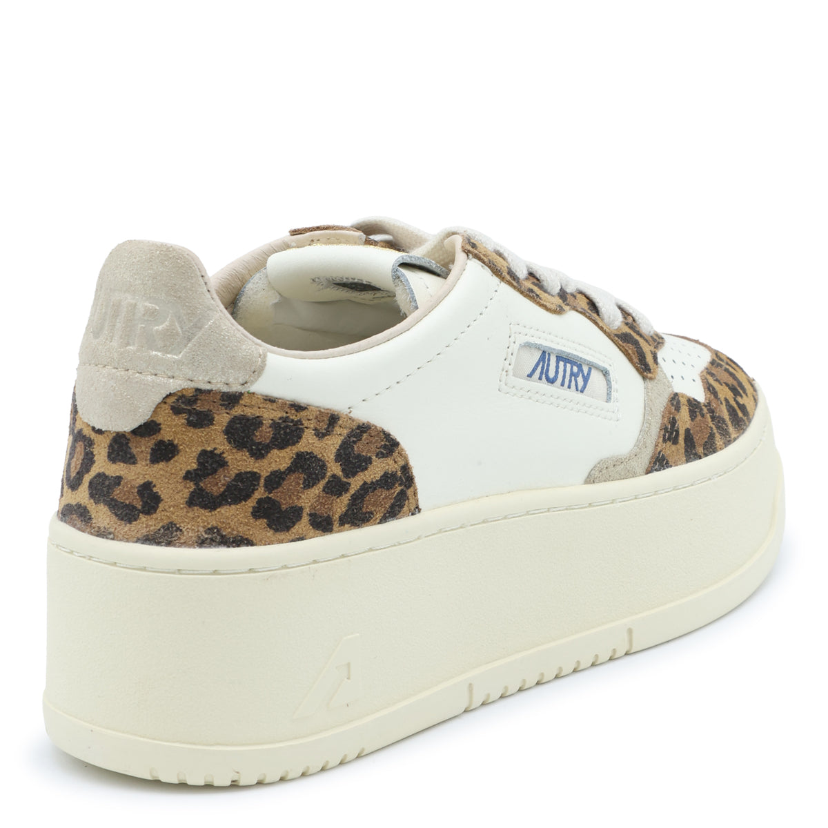 CREAM AND JAGUAR LEATHER MEDALIST PLATFORM SNEAKERS