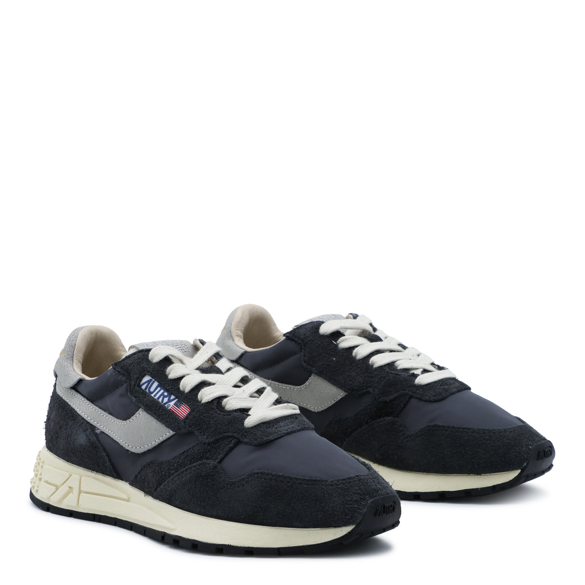 BLUE AND GREY LEATHER REELWIND SNEAKERS