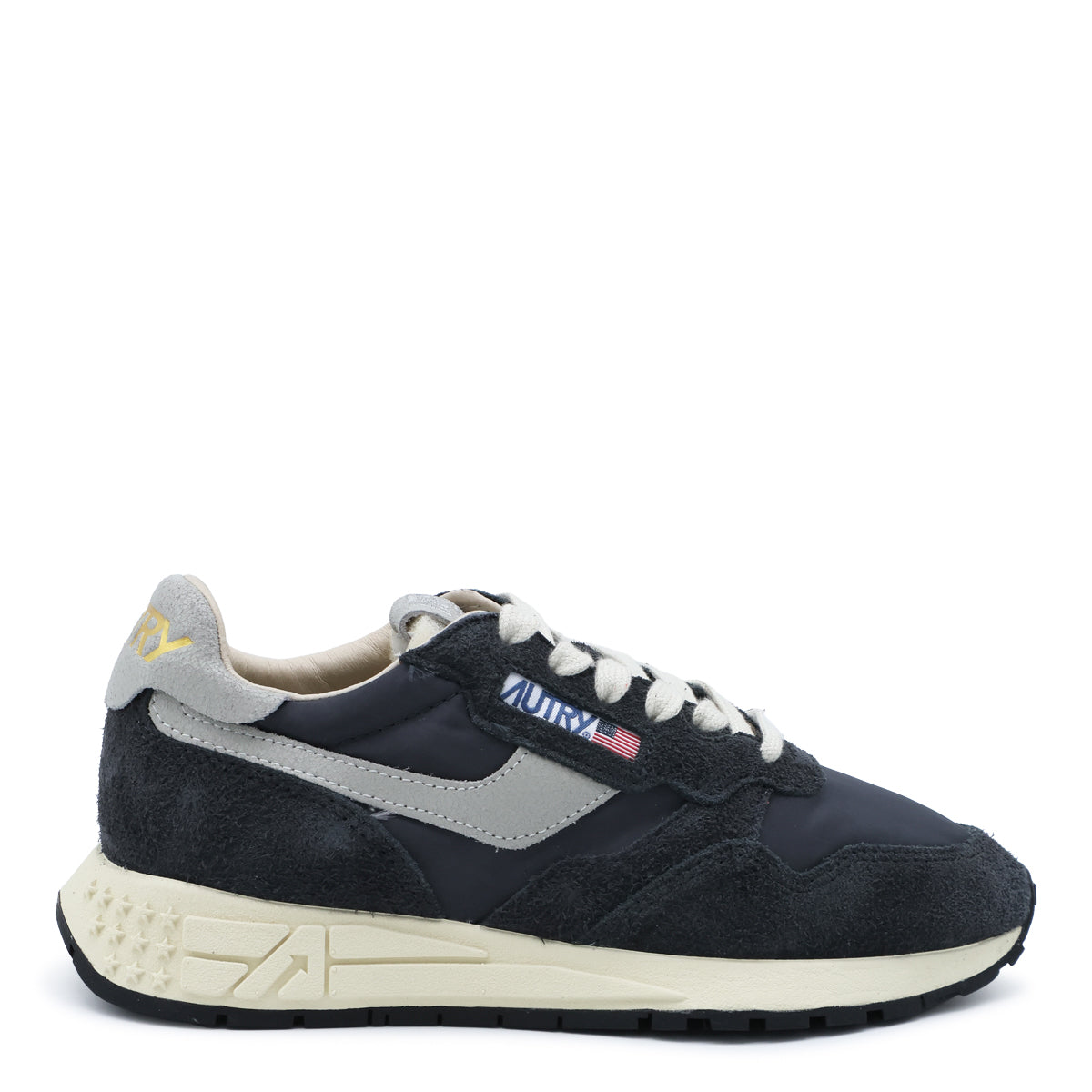 BLUE AND GREY LEATHER REELWIND SNEAKERS