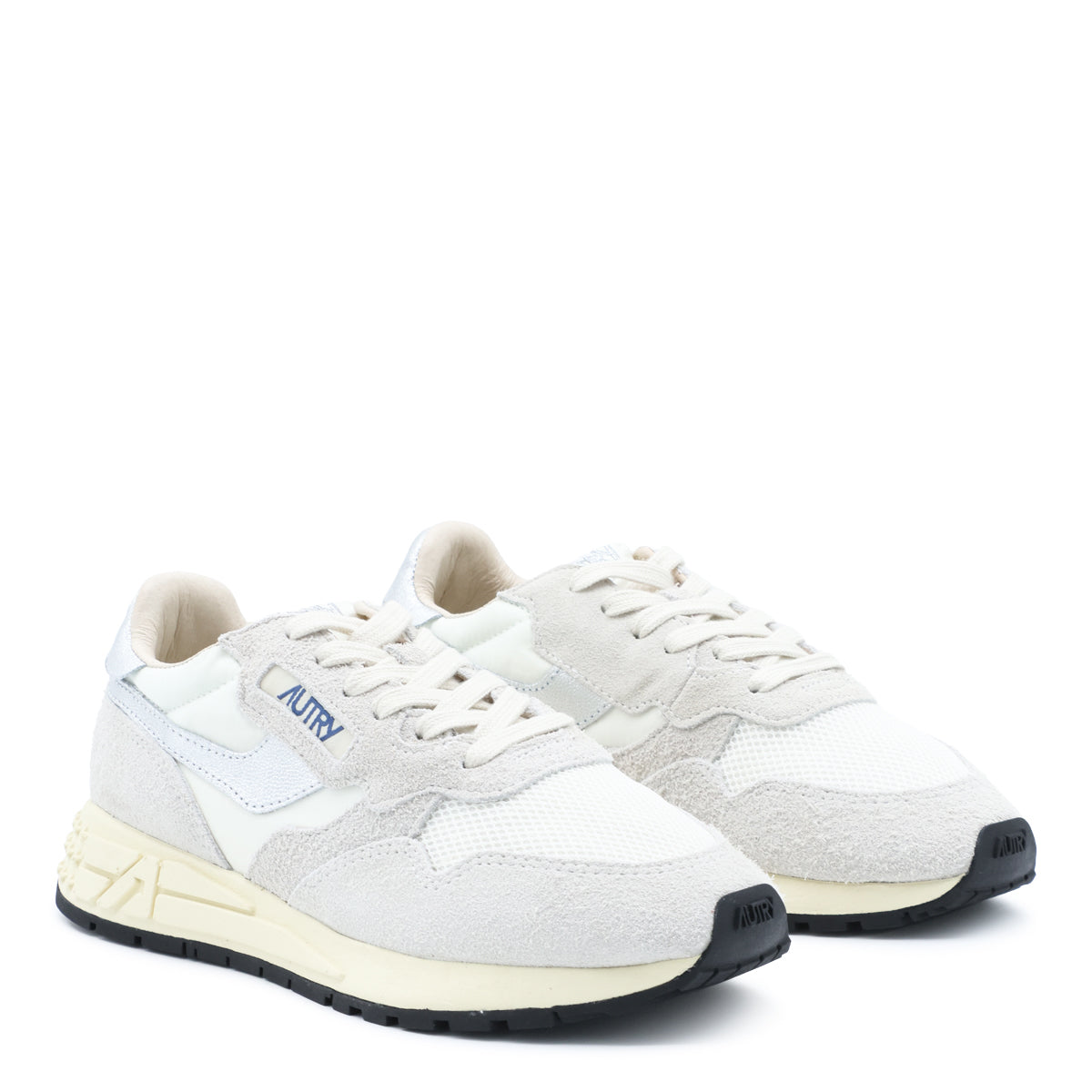 SUENY AND SILVER LEATHER REELWIND SNEAKERS