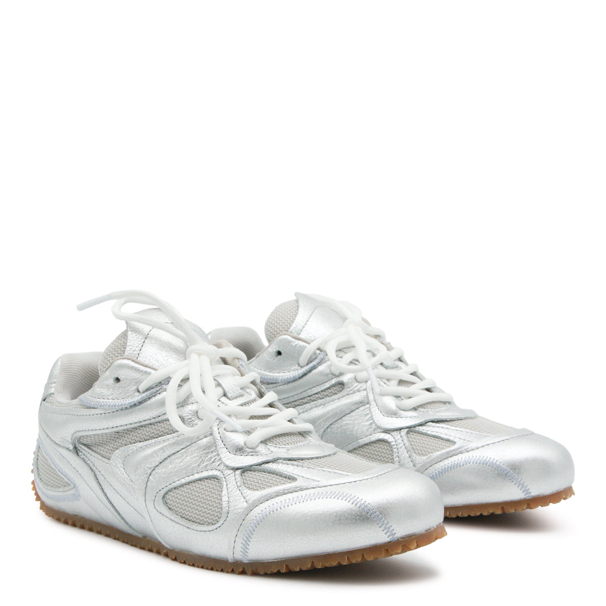 SILVER LEATHER SLOW RUNNER SNEAKERS