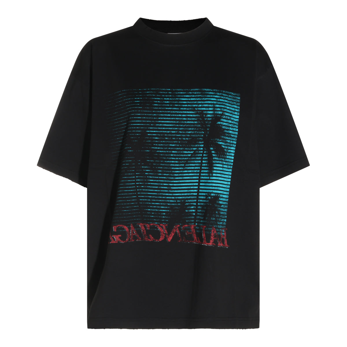BLACK COTTON PALM T-SHIRT