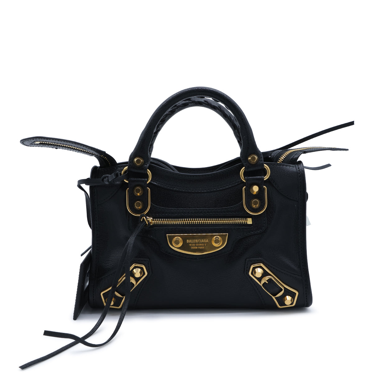 BLACK LEATHER LE CITY UPTOWN MINI TOP HANDLE BAG