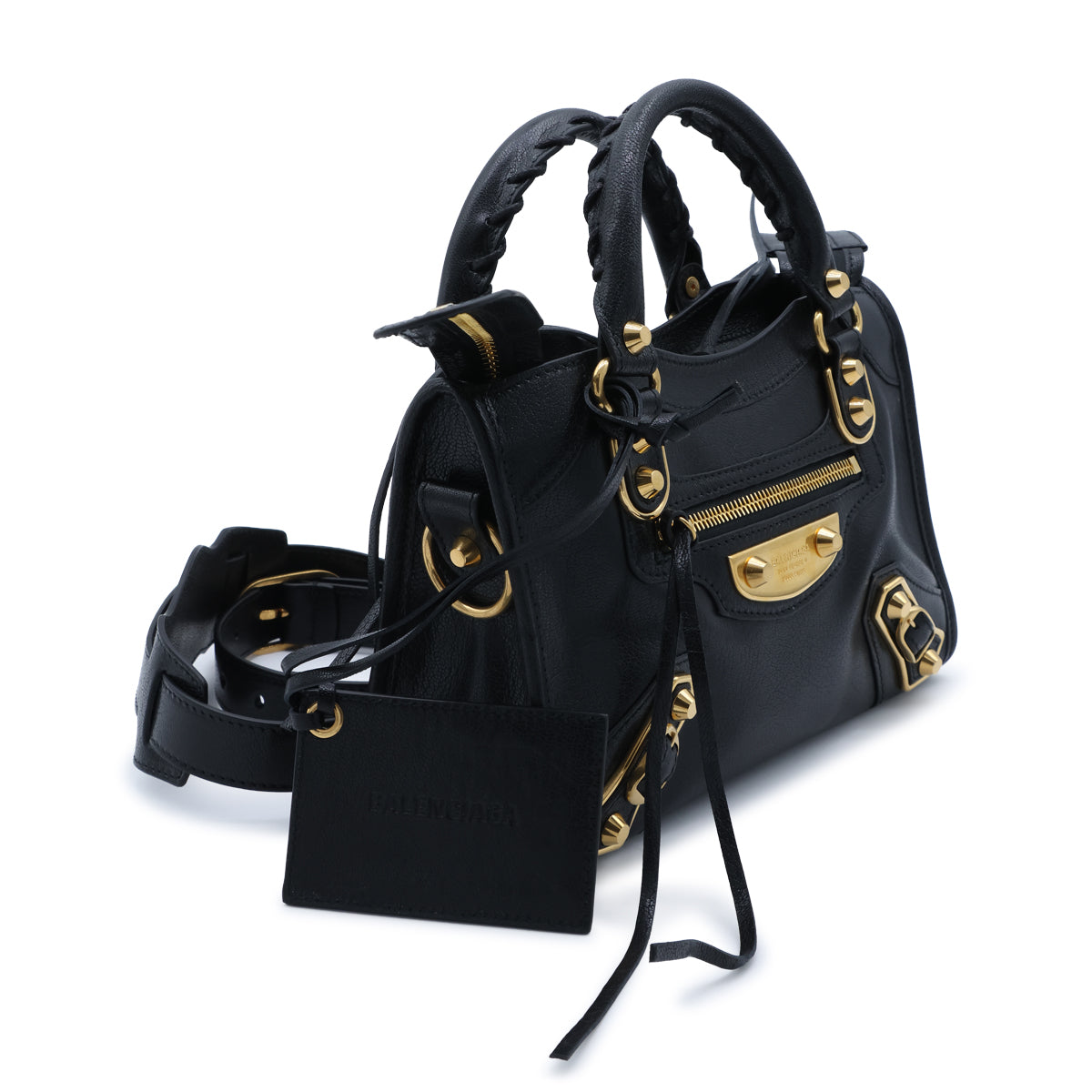 BLACK LEATHER LE CITY UPTOWN MINI TOP HANDLE BAG