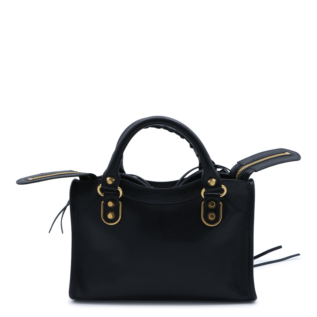 BLACK LEATHER LE CITY UPTOWN MINI TOP HANDLE BAG