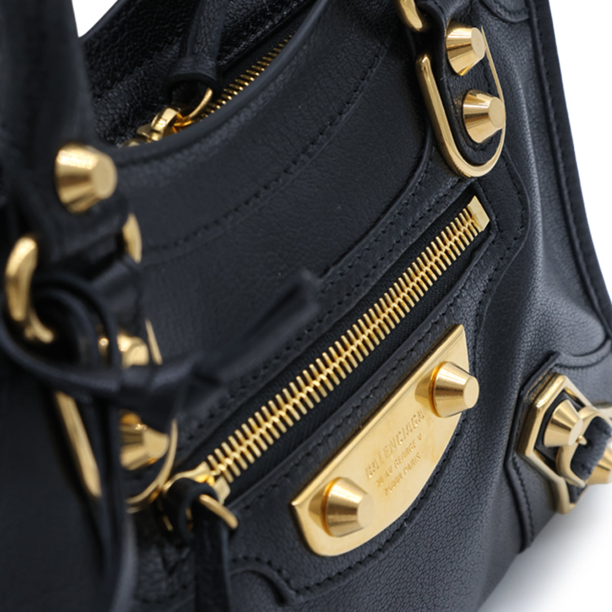 BLACK LEATHER LE CITY UPTOWN MINI TOP HANDLE BAG
