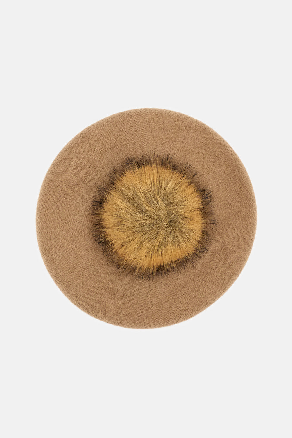 WOOL CLOTH BERET WITH POM POM