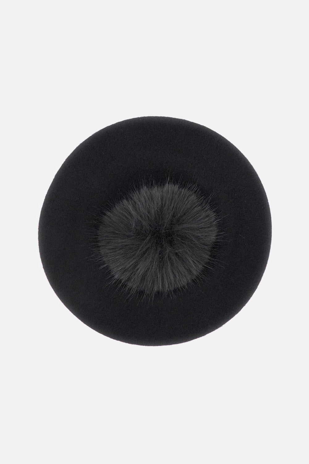WOOL CLOTH BERET WITH POM POM