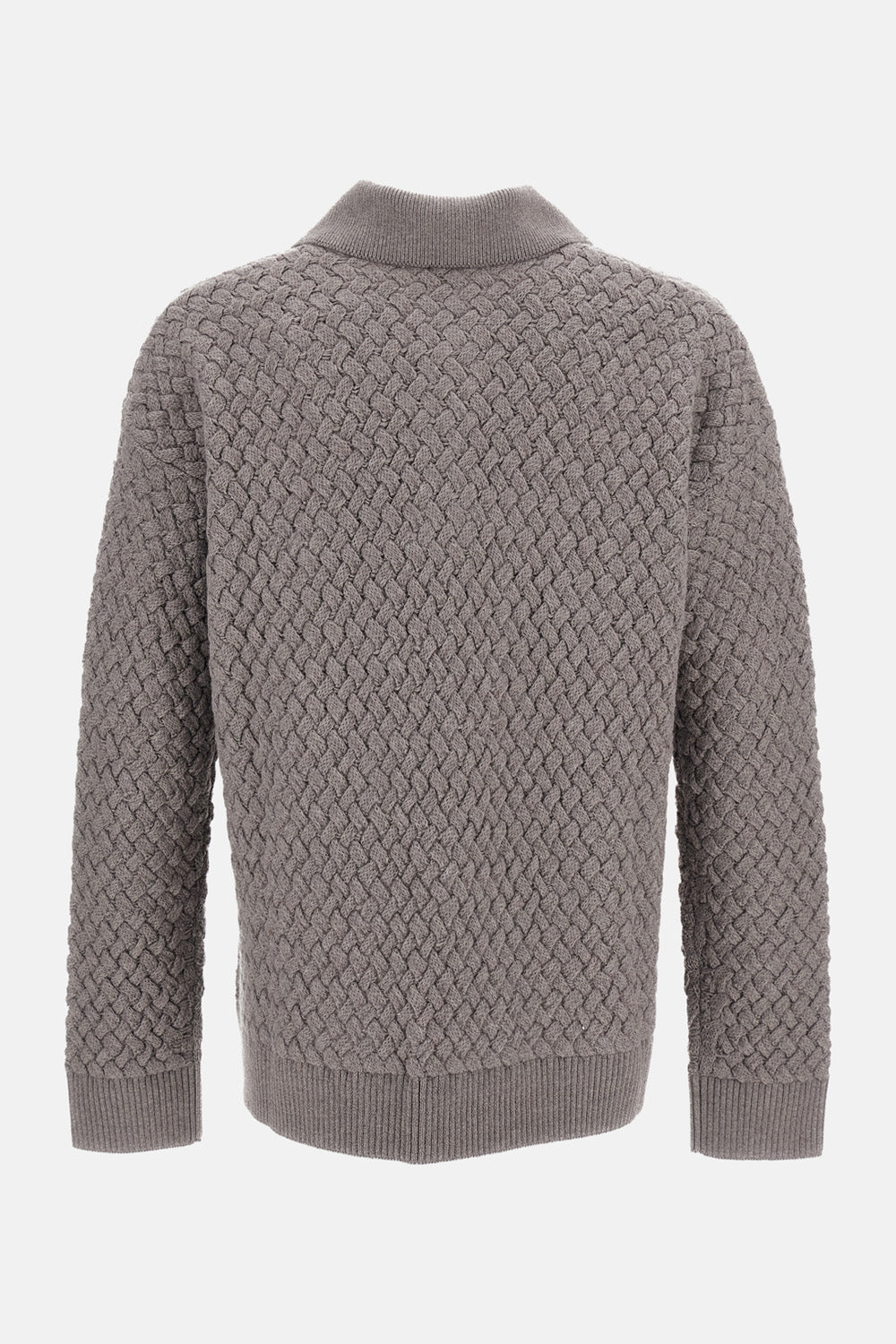 INTRECCIATO WOOL POLO SWEATER
