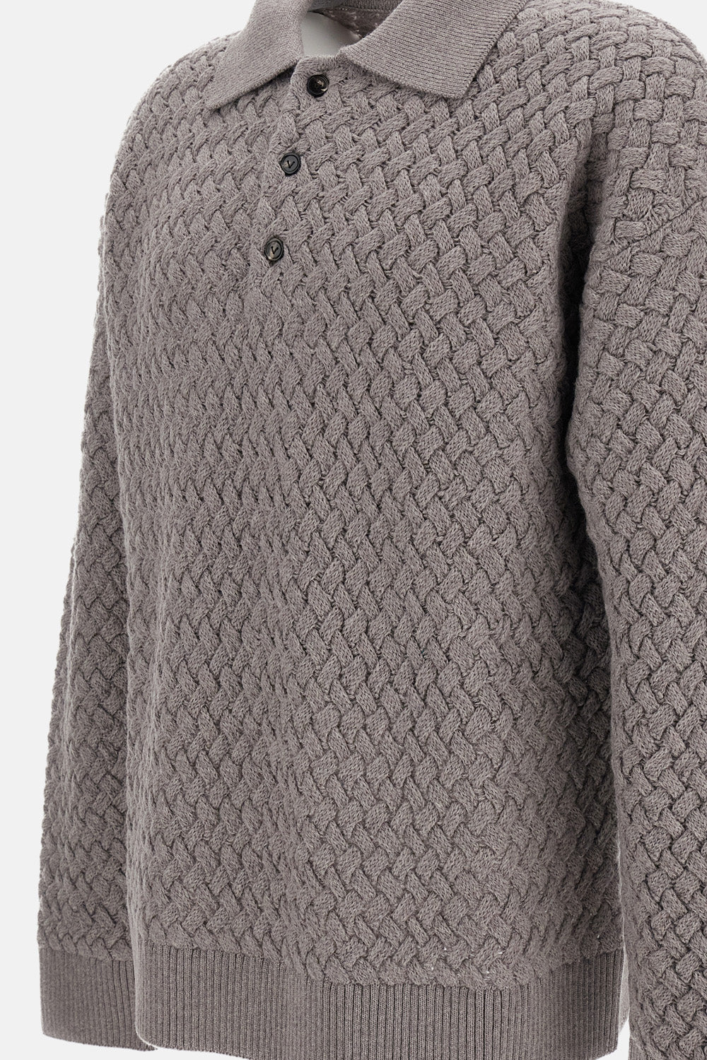 INTRECCIATO WOOL POLO SWEATER