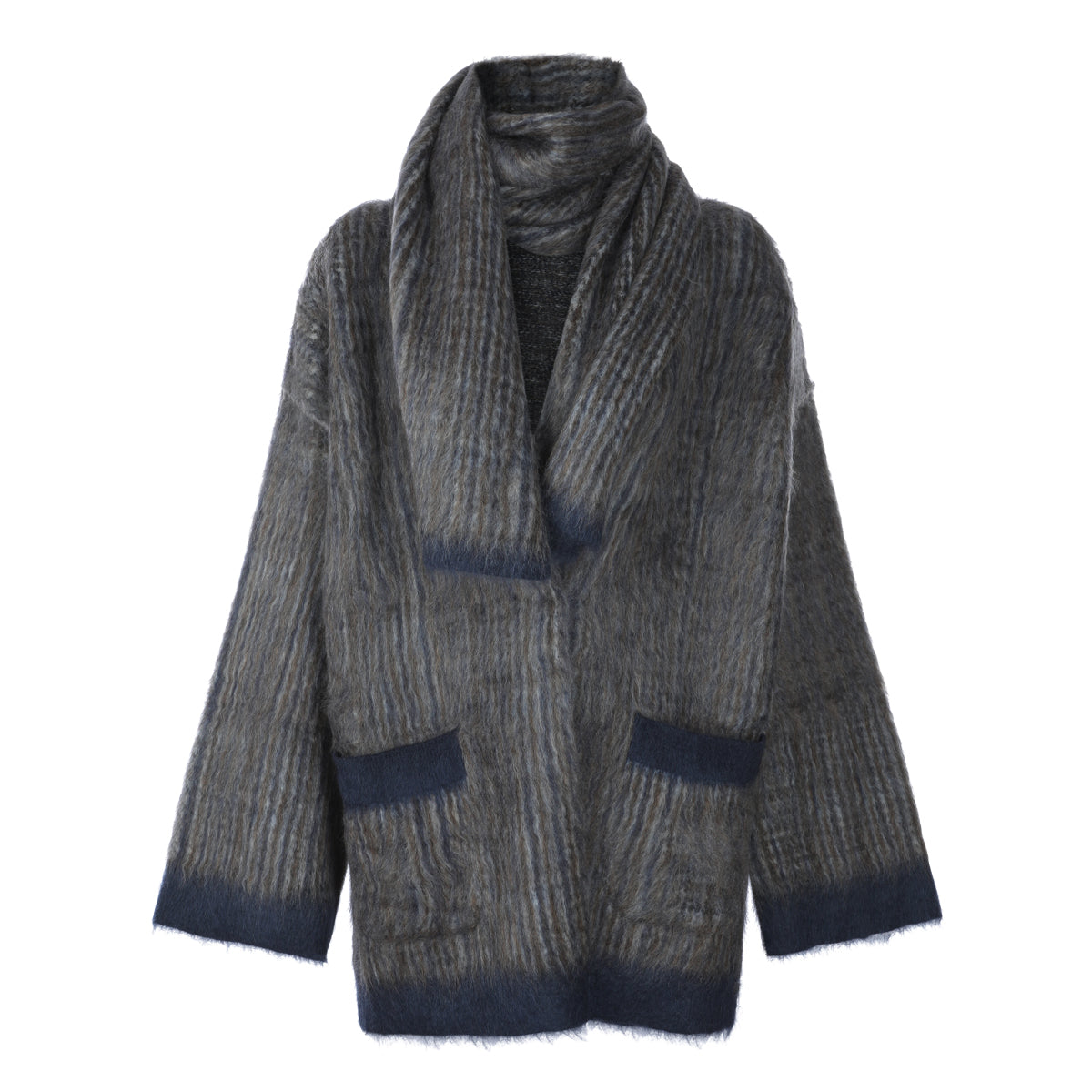 LIGHT GREY MOHAIR AND WOOL BLEND COAT