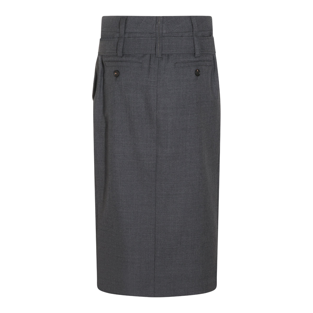 DARK GREY WOOL MIDI SKIRT