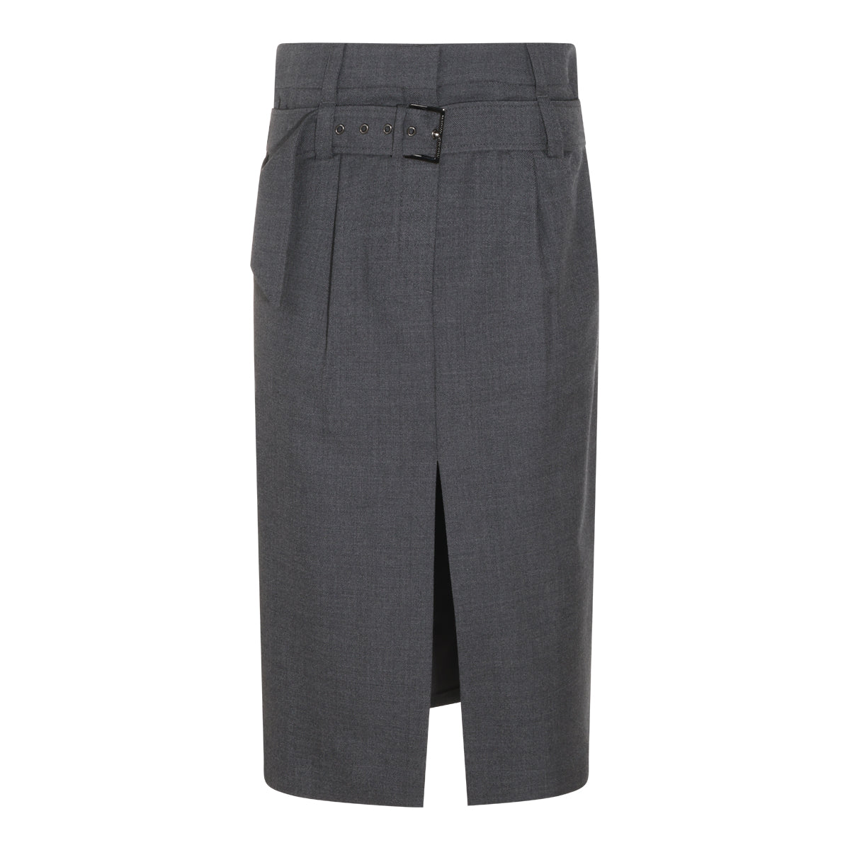 DARK GREY WOOL MIDI SKIRT