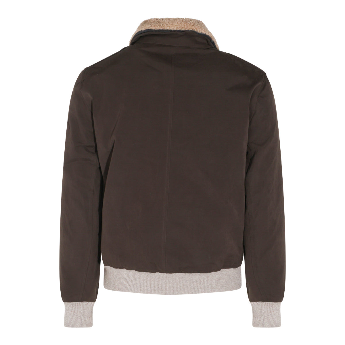 BROWN COTTON SHEARLING DOWN JACKET
