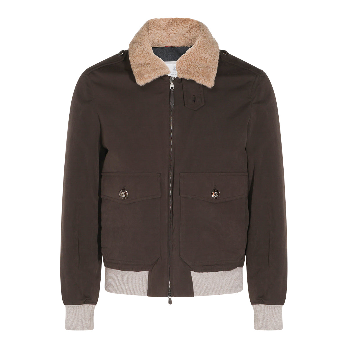 BROWN COTTON SHEARLING DOWN JACKET