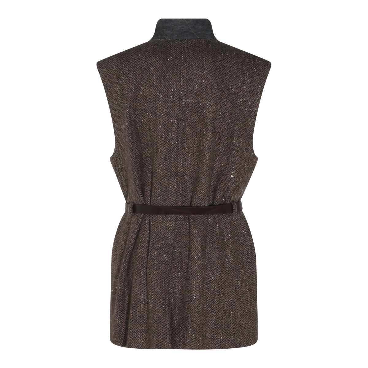 BLACK AND BROWN VIRGIN WOOL BLEND VEST BLAZER