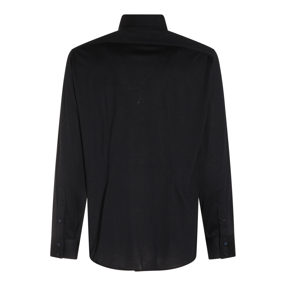 NAVY SILK AND COTTON BLEND SHIRT