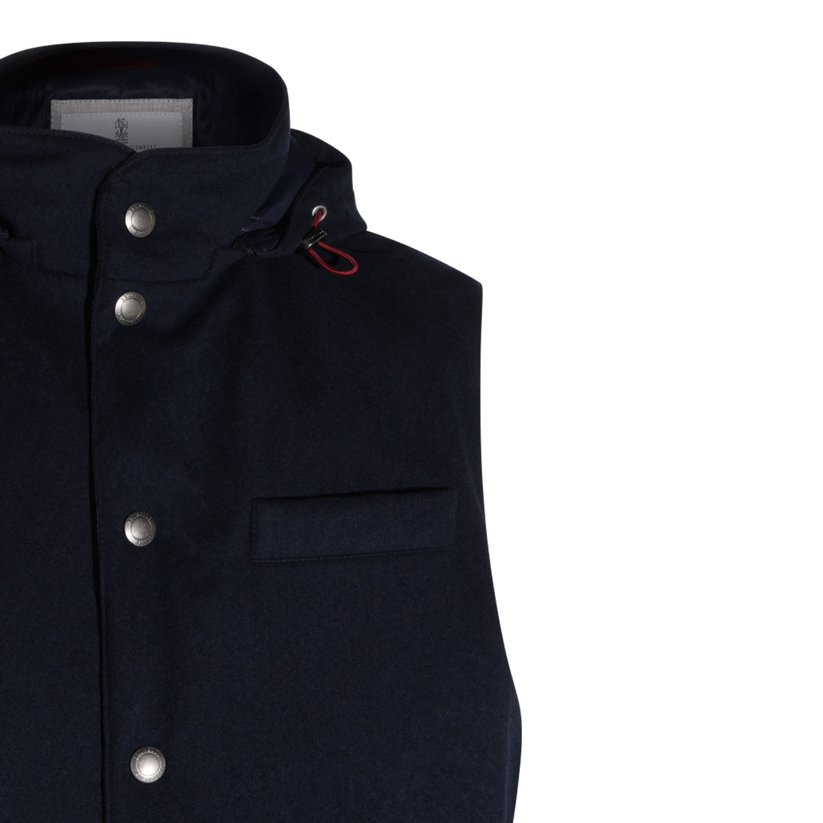 NAVY WOOL VEST DOWN JACKET