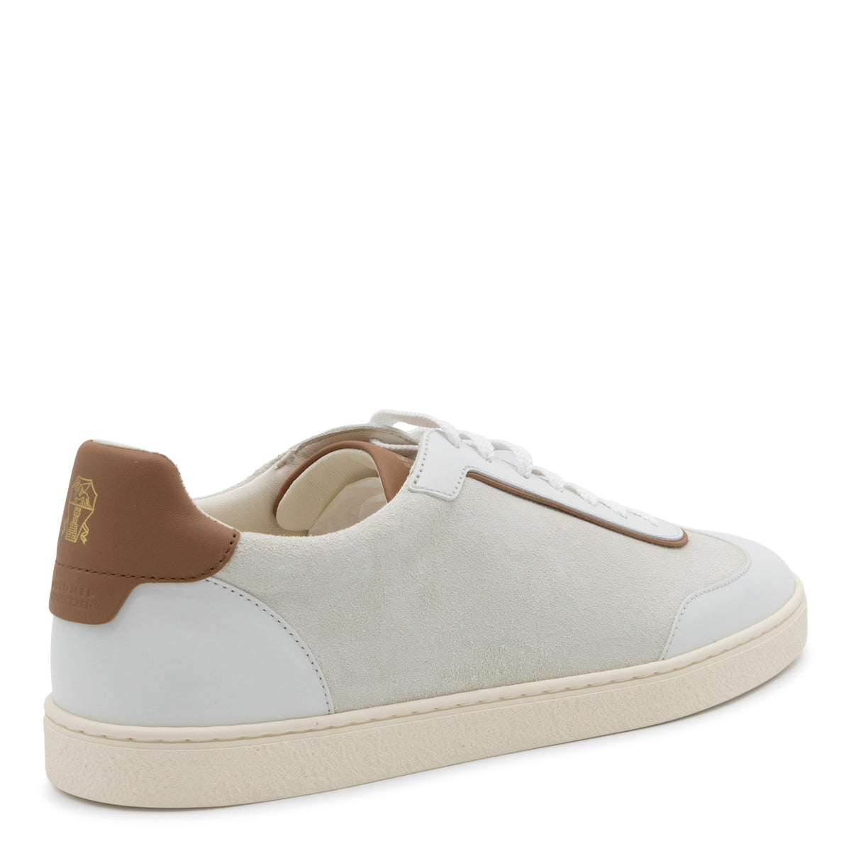 OFF WHITE COTTON AND LEATHER SNEAKERS