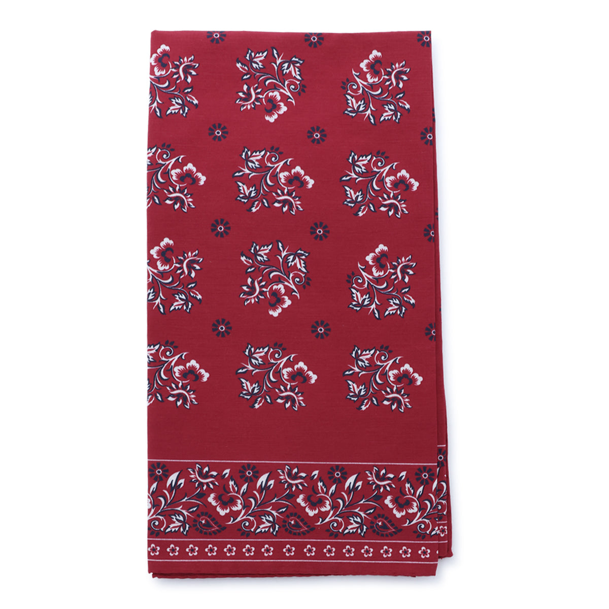 RED SILK COTTON BLEND BANDANA TIE