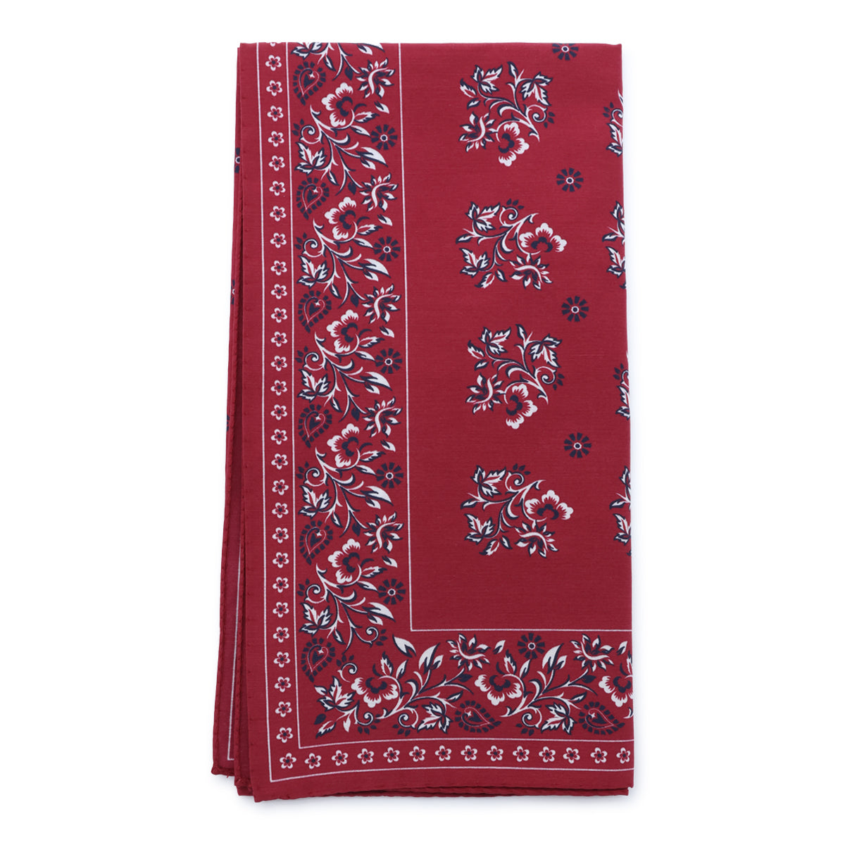 RED SILK COTTON BLEND BANDANA TIE