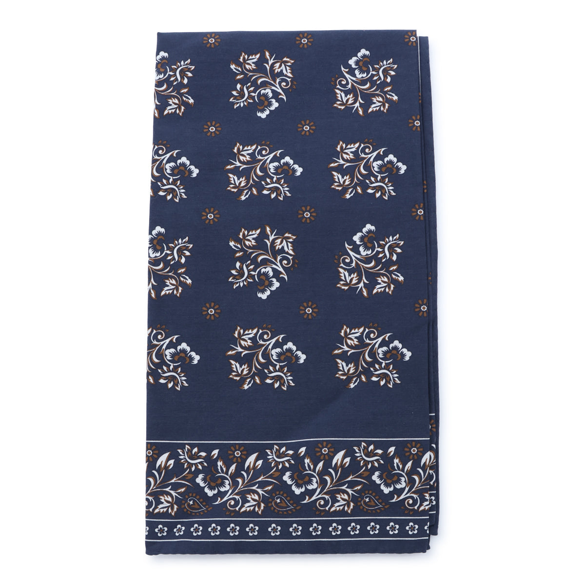 BLUE SILK COTTON BLEND BANDANA TIE