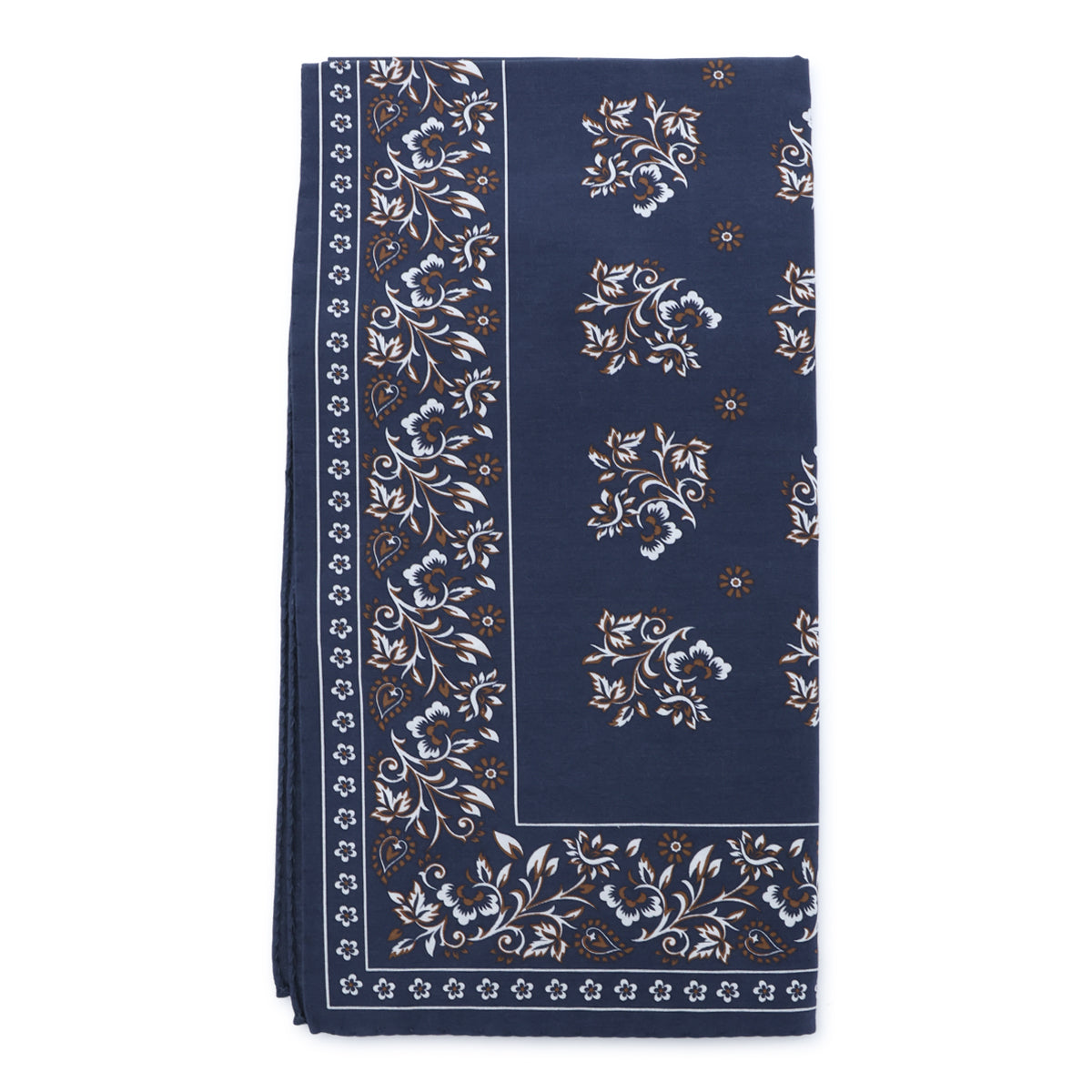 BLUE SILK COTTON BLEND BANDANA TIE