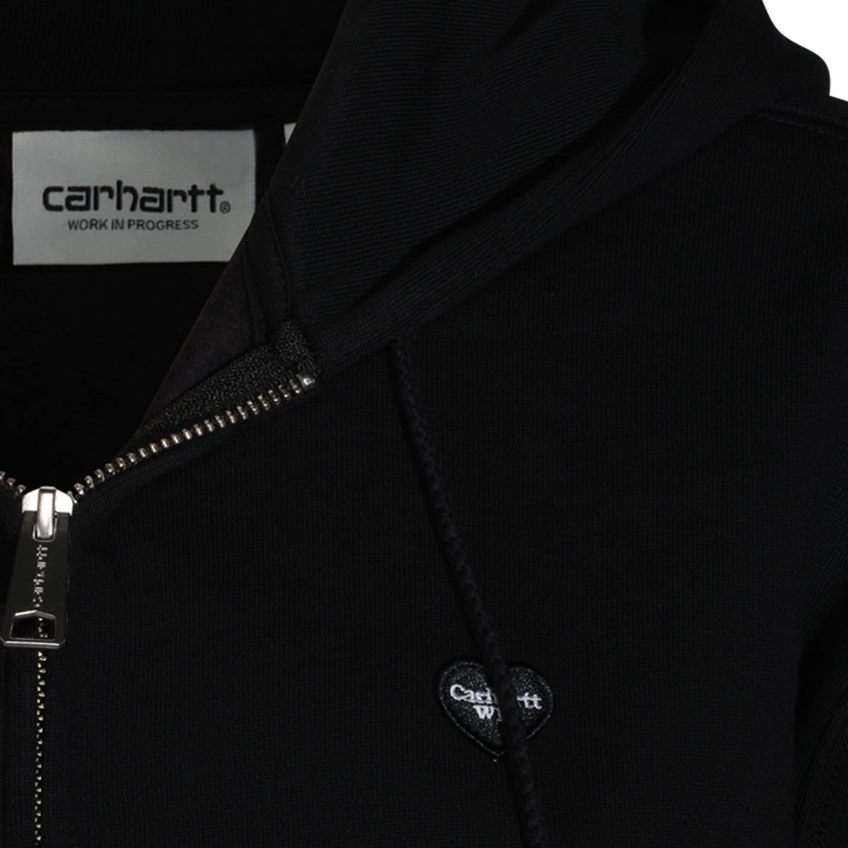BLACK COTTON HOODED SMALL HEART SWEATSHIRT