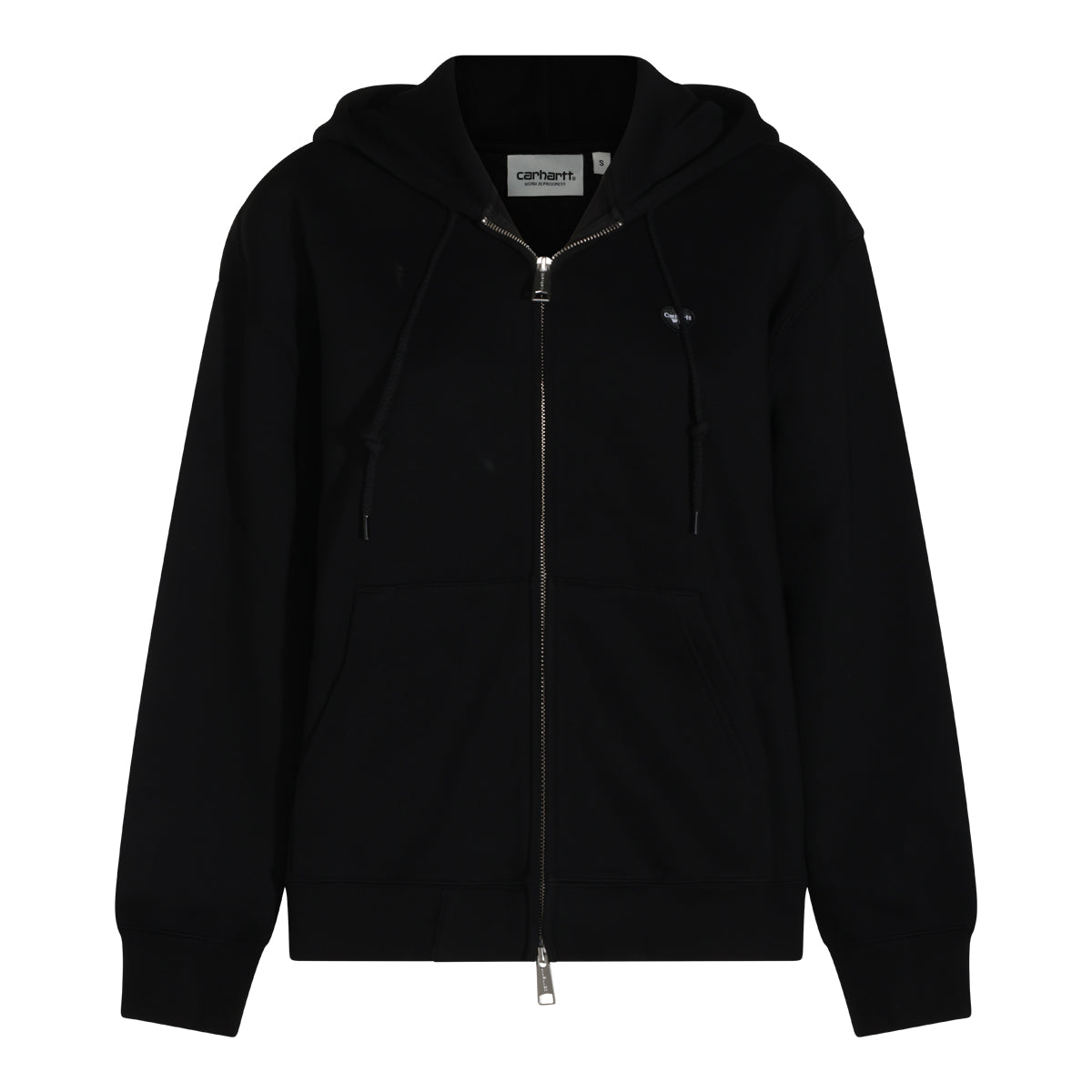 BLACK COTTON HOODED SMALL HEART SWEATSHIRT