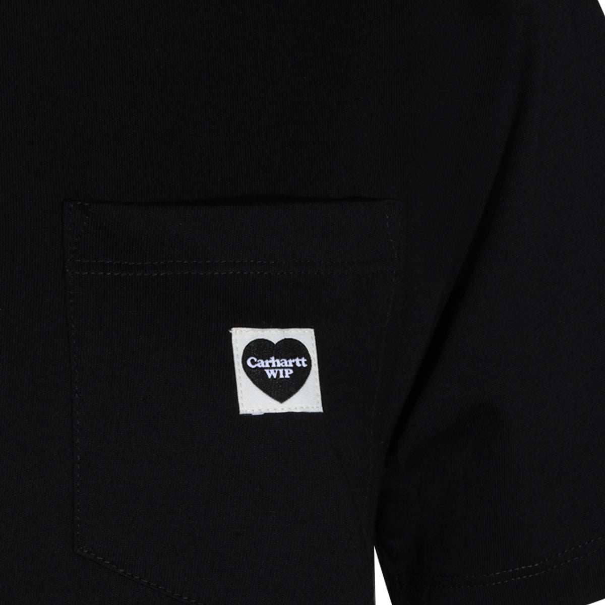 BLACK COTTON POCKET SMALL HEART T-SHIRT
