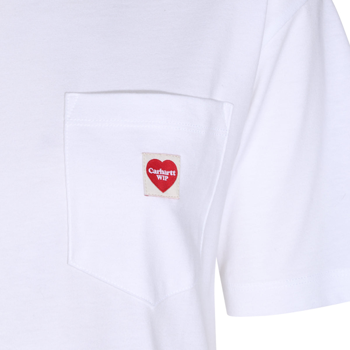 WHITE COTTON POCKET SMALL HEART T-SHIRT