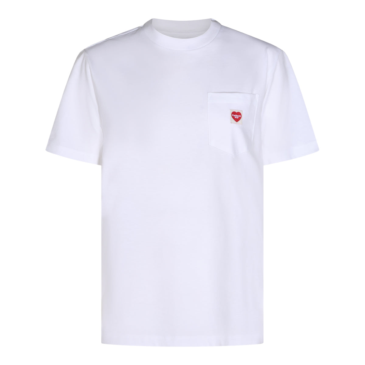 WHITE COTTON POCKET SMALL HEART T-SHIRT