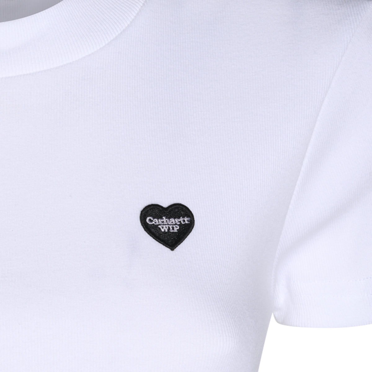WHITE COTTON SMALL HEART PATCH T-SHIRT