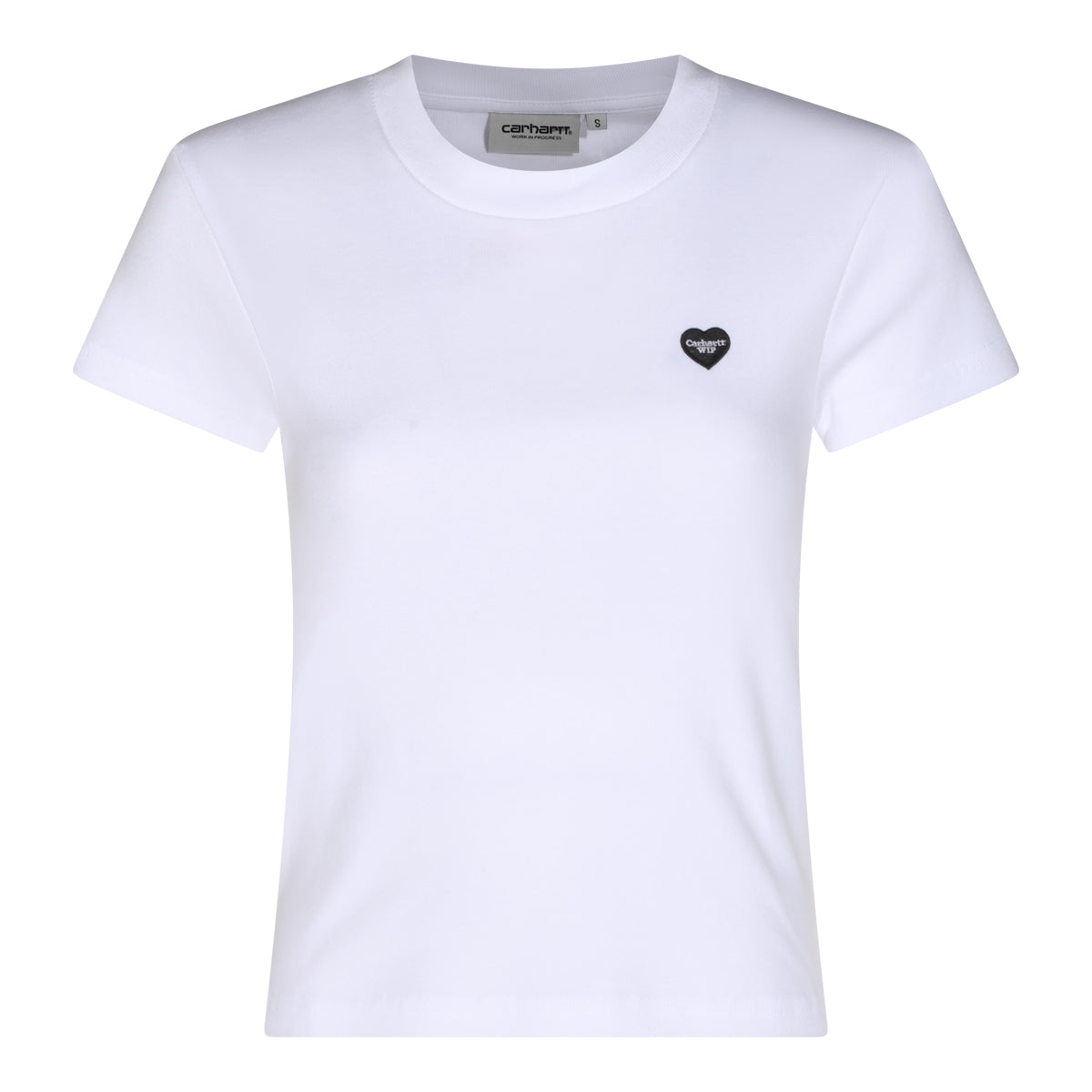 WHITE COTTON SMALL HEART PATCH T-SHIRT
