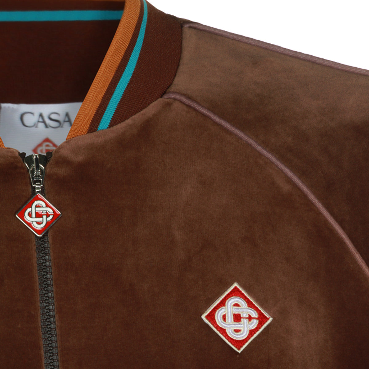 BROWN VELOUR TRACK SWEATSHIRT