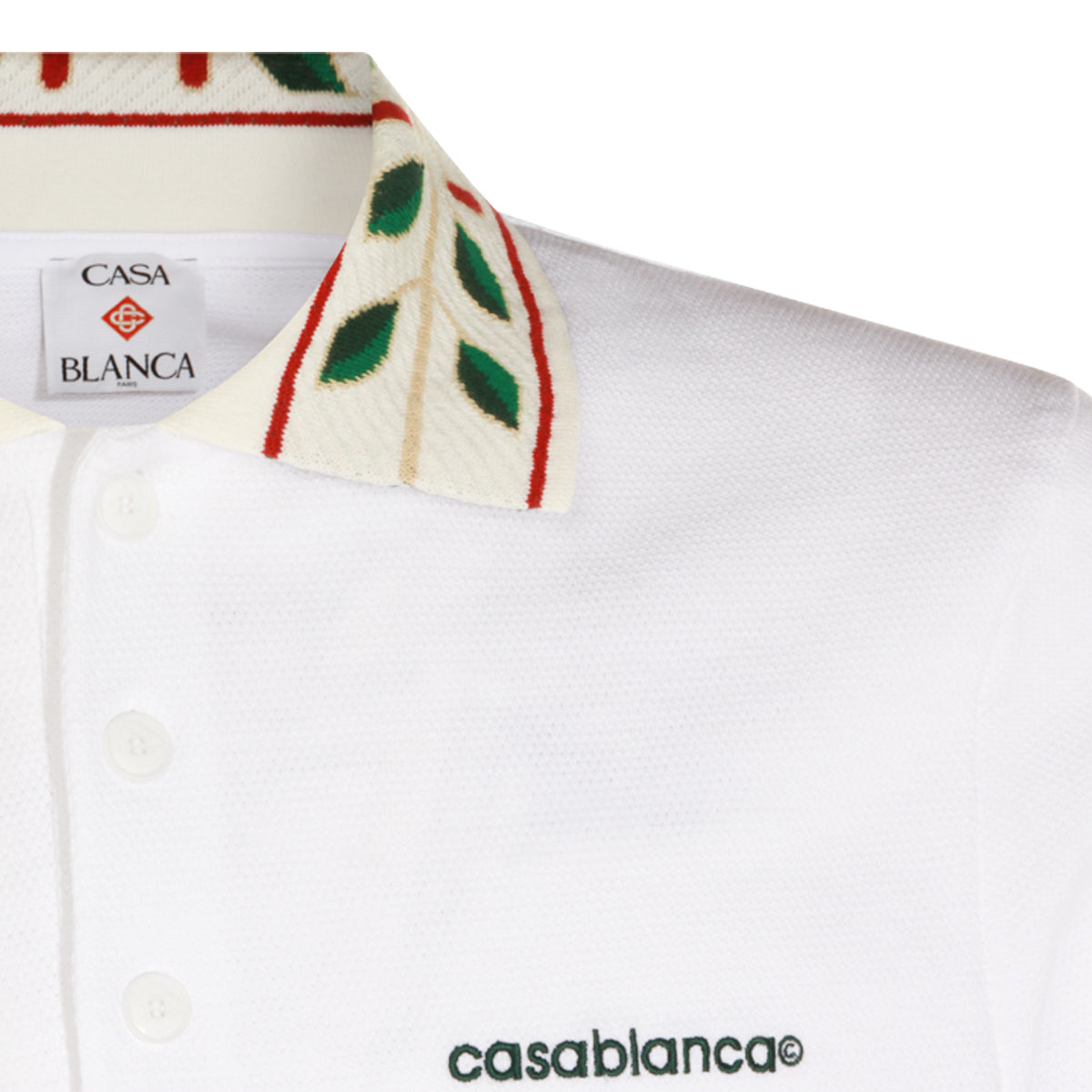 WHITE COTTON LAUREL POLO SHIRT