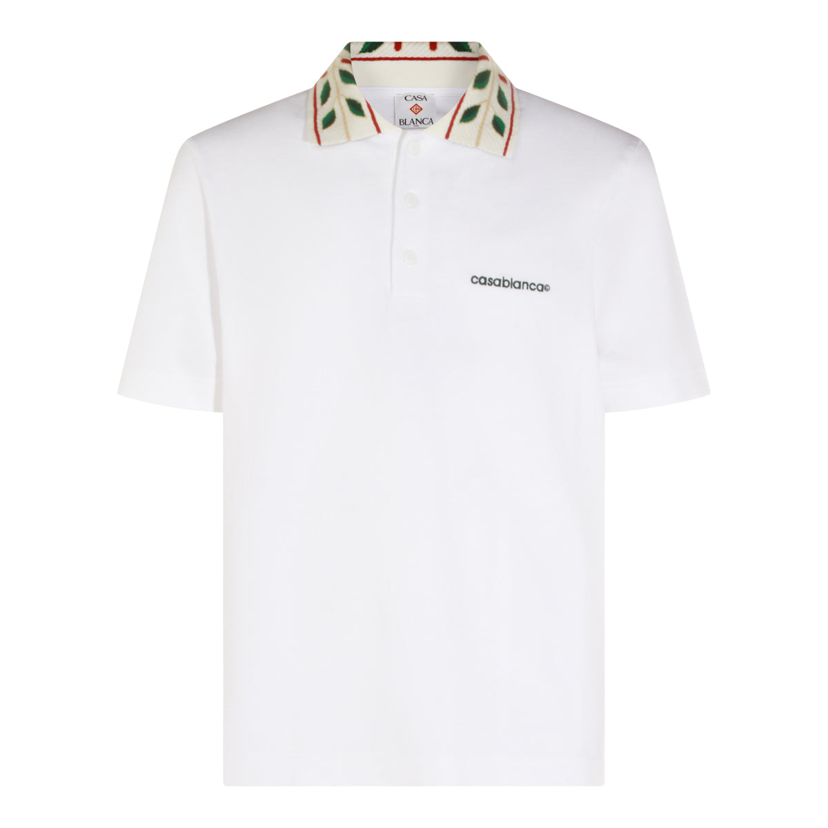 WHITE COTTON LAUREL POLO SHIRT