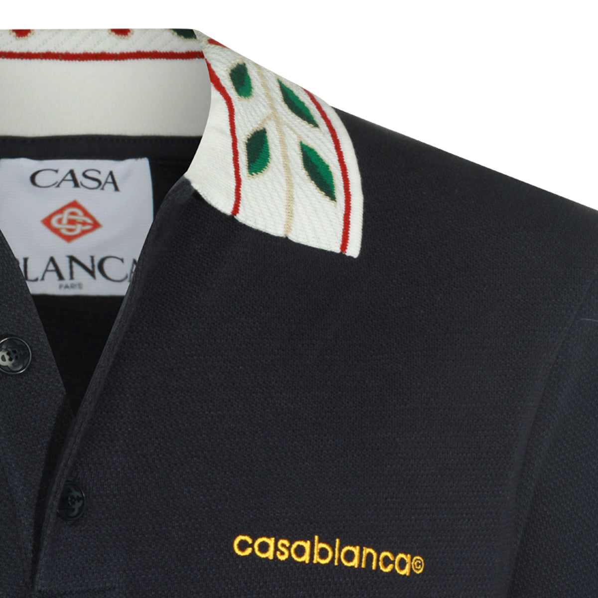NAVY COTTON LAUREL POLO SHIRT